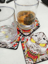 Load image into Gallery viewer, Set Of 4 Yakuza Goro Majima Hannya Tattoo Square Neoprene Coasters (custom printed)
