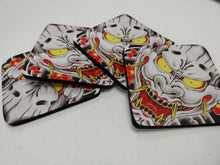 Load image into Gallery viewer, Set Of 4 Yakuza Goro Majima Hannya Tattoo Square Neoprene Coasters (custom printed)
