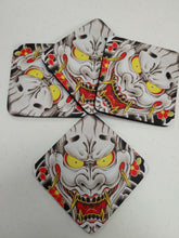 Load image into Gallery viewer, Set Of 4 Yakuza Goro Majima Hannya Tattoo Square Neoprene Coasters (custom printed)
