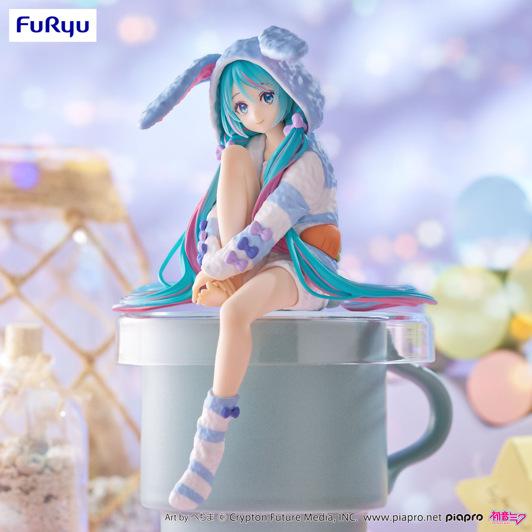 FuRyu Hatsune Miku Noodle Stopper Figure -Rabbit Ear Hood Pajama Blue Color ver.-