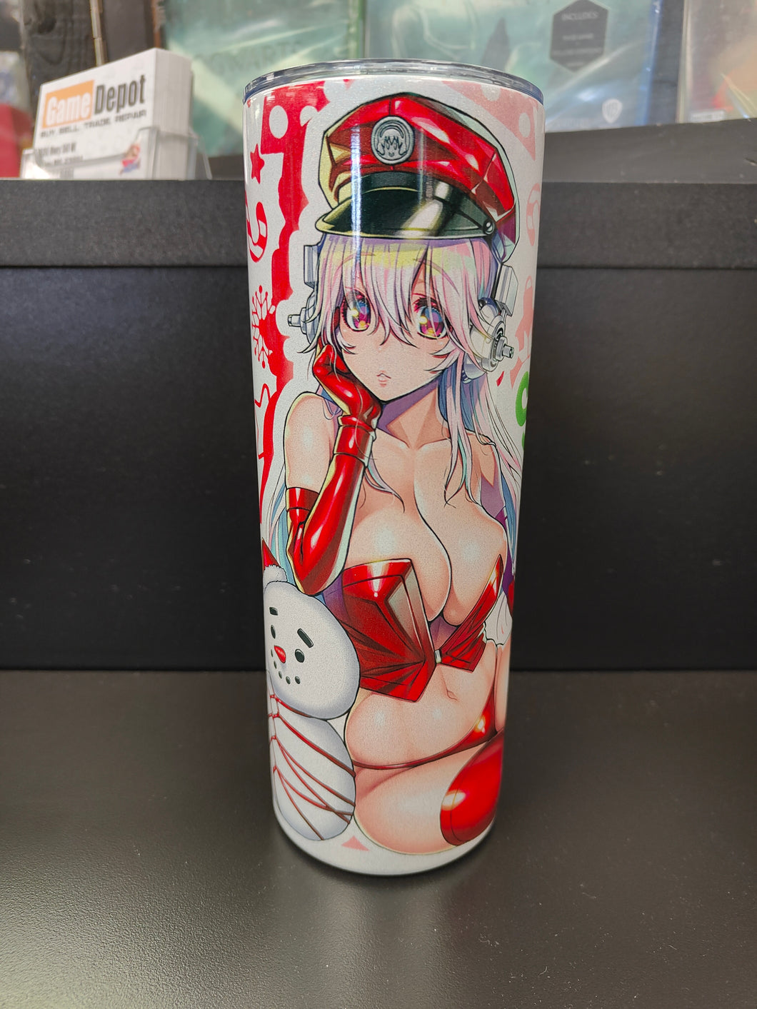 Super Sonico 20oz Stainless Steel Tumbler - Sparkly Christmas version